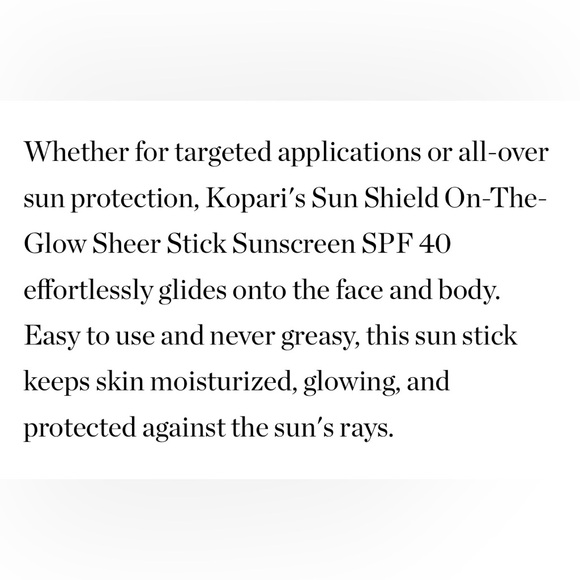 Kopari Beauty Sun Shield On-The-Glow
Sheer Stick Sunscreen SPE 40 - Picture 8 of 11